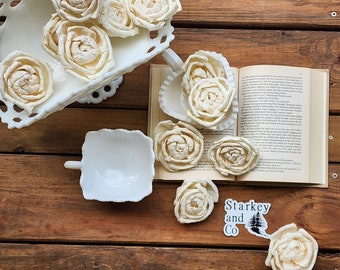 Sola Wood Flowers, Ivory Cabbage Rose Wood Flower, DIY Centerpieces and Bouquets, Set of 12 Sola Wood Flowers