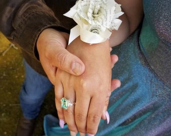 Book Page Wrist Corsage, Paper Flower Wedding Corsage, Literary Prom Corsage, Mother of the Bride Gift, Upcycled Book Flower Wristlet