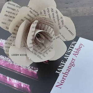 Jane Austen Book Roses, Northanger Abbey Book Page Flowers, Literary Gift, Bibliophile, Bookworm Gift, Book Page Decorations, Bookish Gift