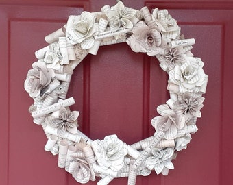 Wizard Book Page Wreath: Handmade Literary Rose Decoration