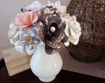 Book Page Paper Flower Bouquet, Teacher Gift, Literary Decor