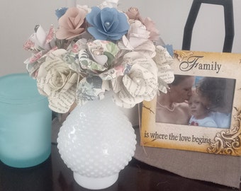 Book Page Flower Bouquet, Literary Roses, Teacher Gift