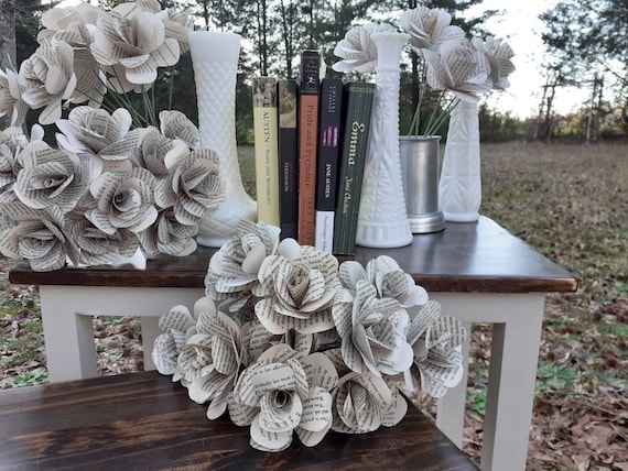 Jane Austen Book Page Roses, Assortment of Jane Austen's Classics, Handmade Paper Roses, Classic Literature, Book Lover Gifts, Literary Gift