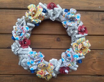 Book Page Wreath: Handmade Dictionary Art, Teacher Librarian Gift