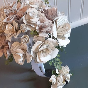 Wizard Theme Brides Bouquet and Boutonniere, Paper Wedding Bouquet, Fantasy Theme Wedding, Book Page Flower Bouquet, Paper Bouquet