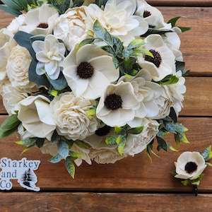 Garten-Thema-Hochzeitsstrauß mit einer passenden Boutonniere, Andenken-Hochzeitsblumen, Sola-Holzblumen, Brautstrauß, Bräutigam-Boutonniere