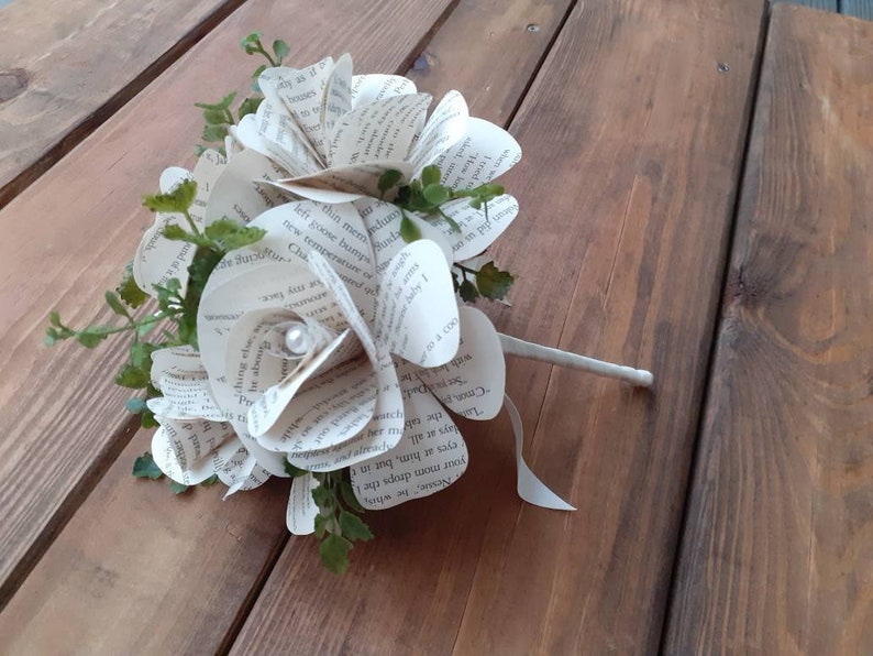 Book Rose Bridal Bouquet, Book Flower Bouquet, Wedding Bouquet, Literary Wedding, Paper Flower Bouquet, Storybook Wedding, Bookworm Bouquet image 1