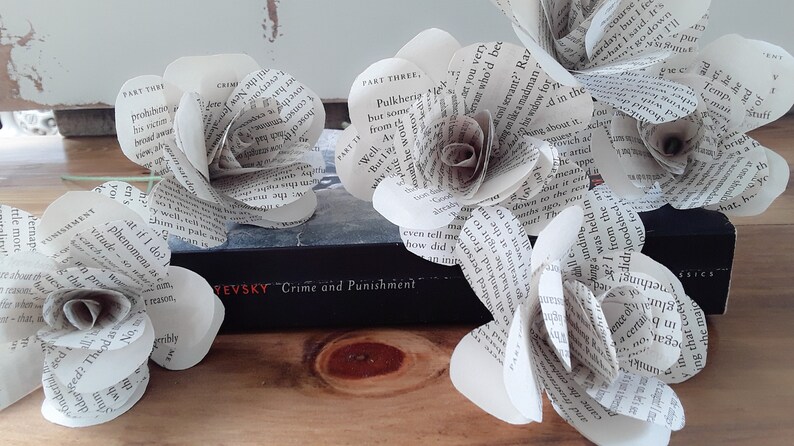 Crime and Punishment Book Roses Book Page Flowers Literary - Etsy