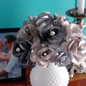 Paper Flower Bouquet, Book Page Flowers, Teachers Gift, Paper Anniversay Gift, Literary Decorations, Origmai Flowers, Literary Theme
