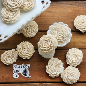 Ribbon Rose Wood Flowers (Set of 12), DIY Flowers for Centerpieces, Eco Friendly, Sola Wood Flowers, DIY Wedding and Special Event Decor