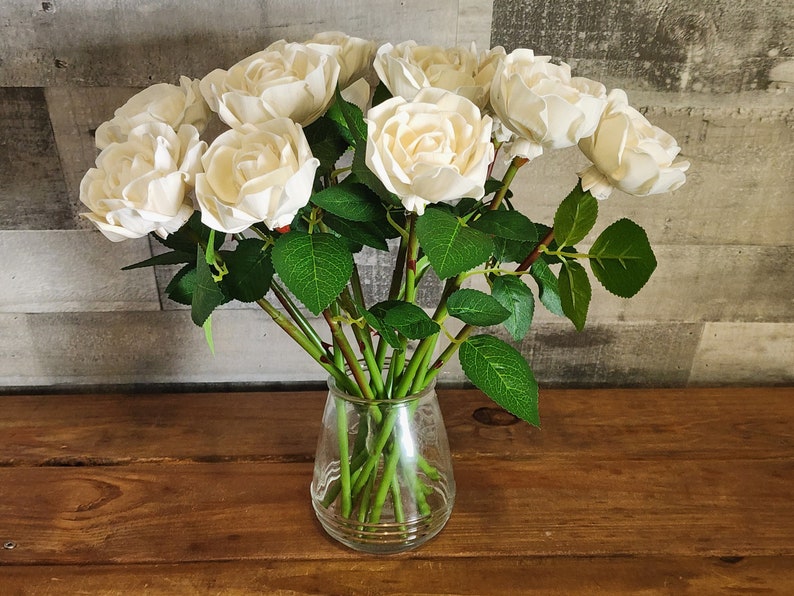 Irory Colored Roses Ivory Sola Wood Rose Bouquet: DIY Flower Centerpiece, Vase Ready - Etsy