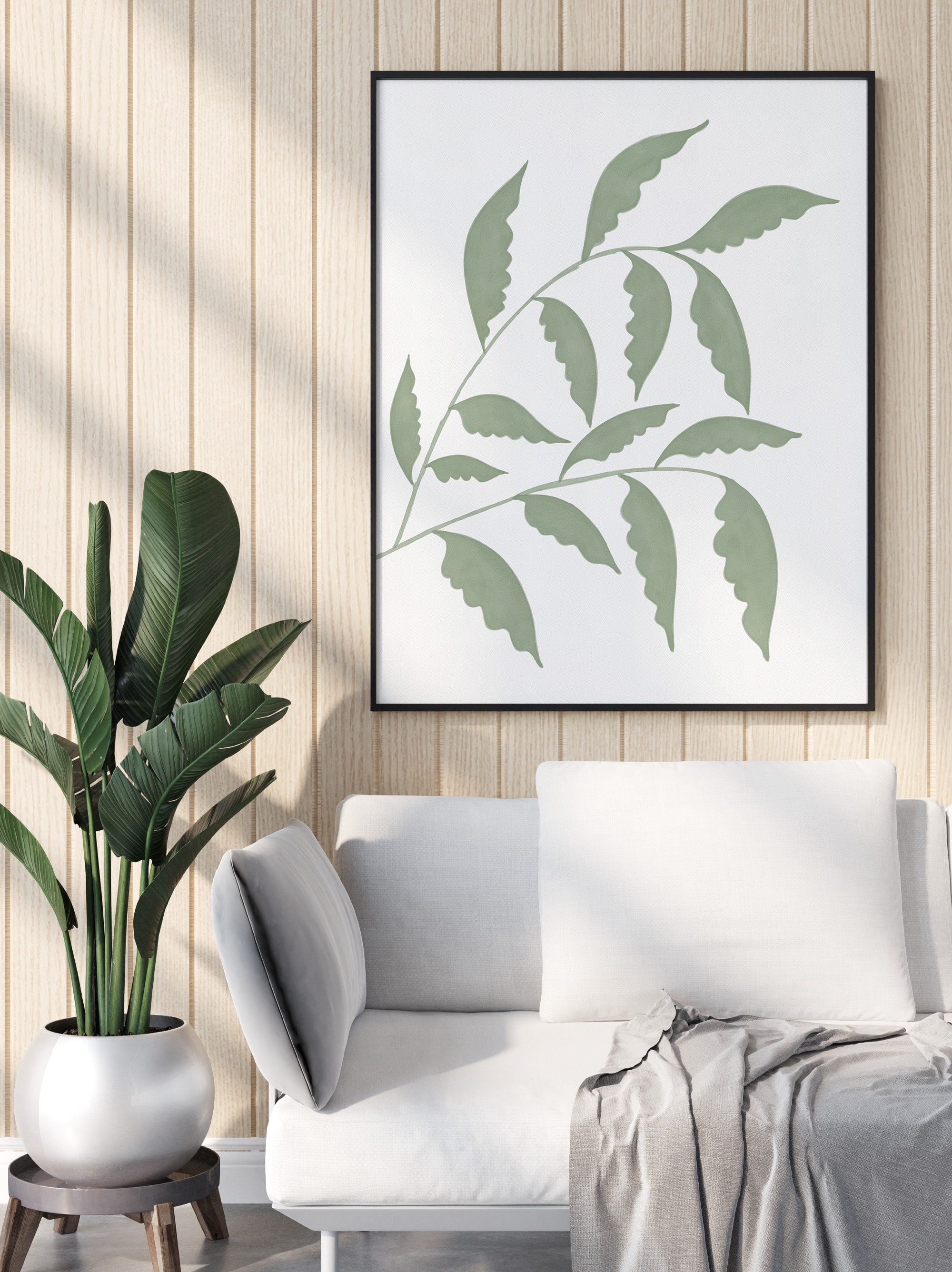 Leaves Wall Art Green Wall Decor Digital Download Mid Century - Etsy