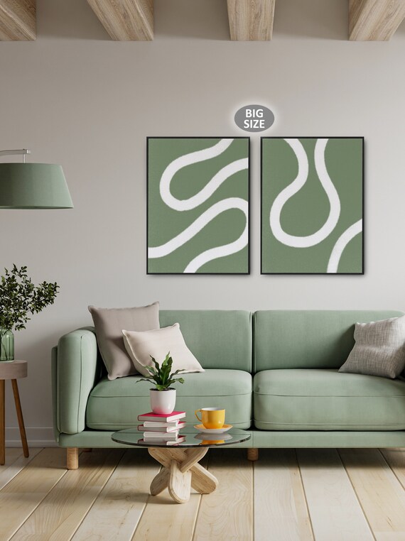 Set of 2 Wall Art Living Room Wall Decor Abstract Wall Art Etsy