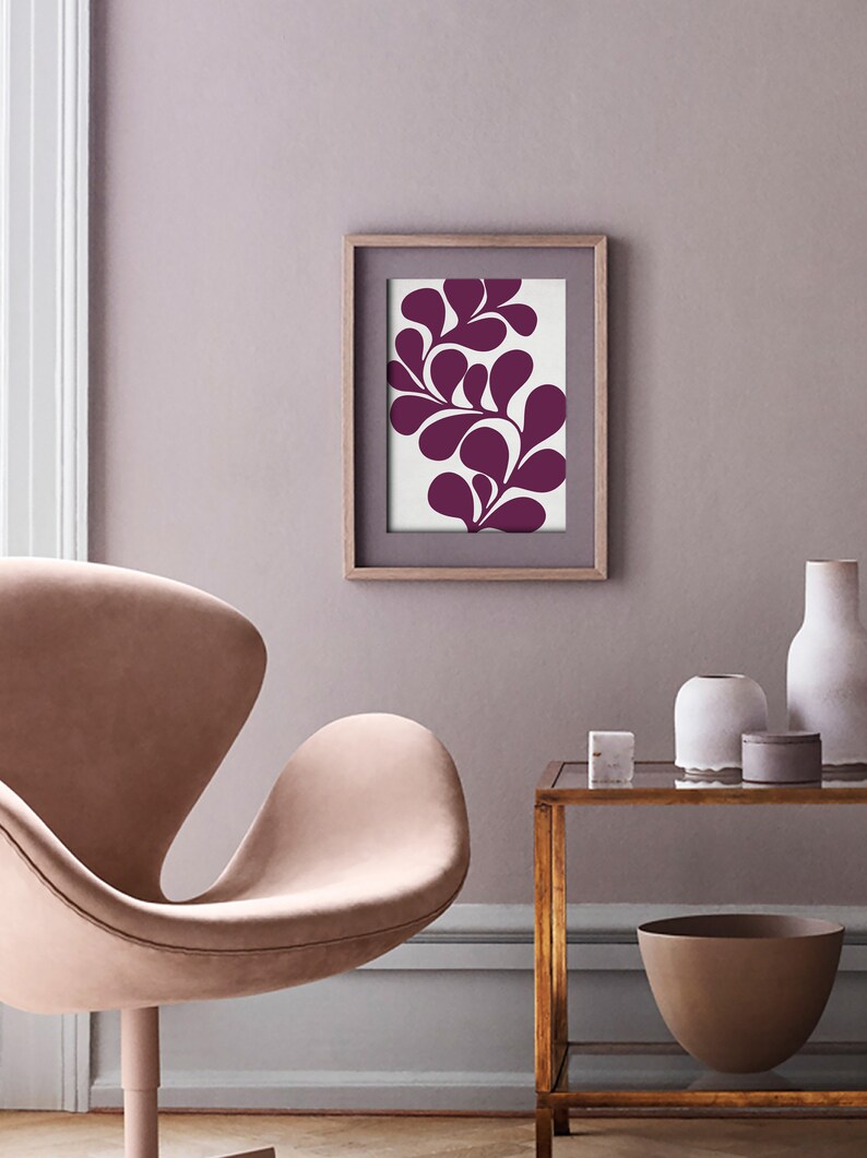 Leaf Purple Wall Art Printable Download, Nature Theme, Grape Color Wall ...