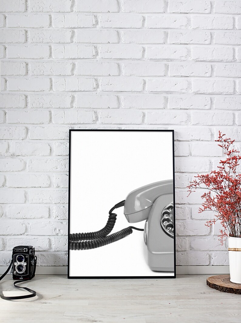 Retro Telephone Printable Old Phone Wall Art Digital Etsy