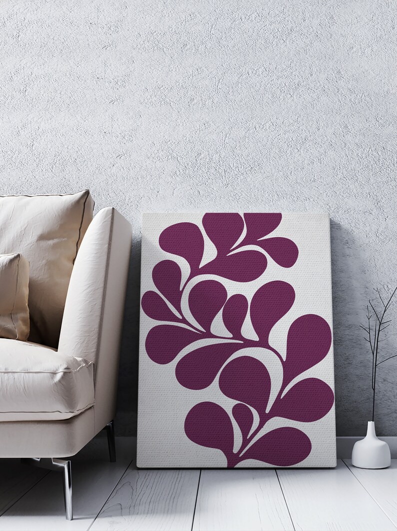 Leaf Purple Wall Art Printable Download, Nature Theme, Grape Color Wall ...