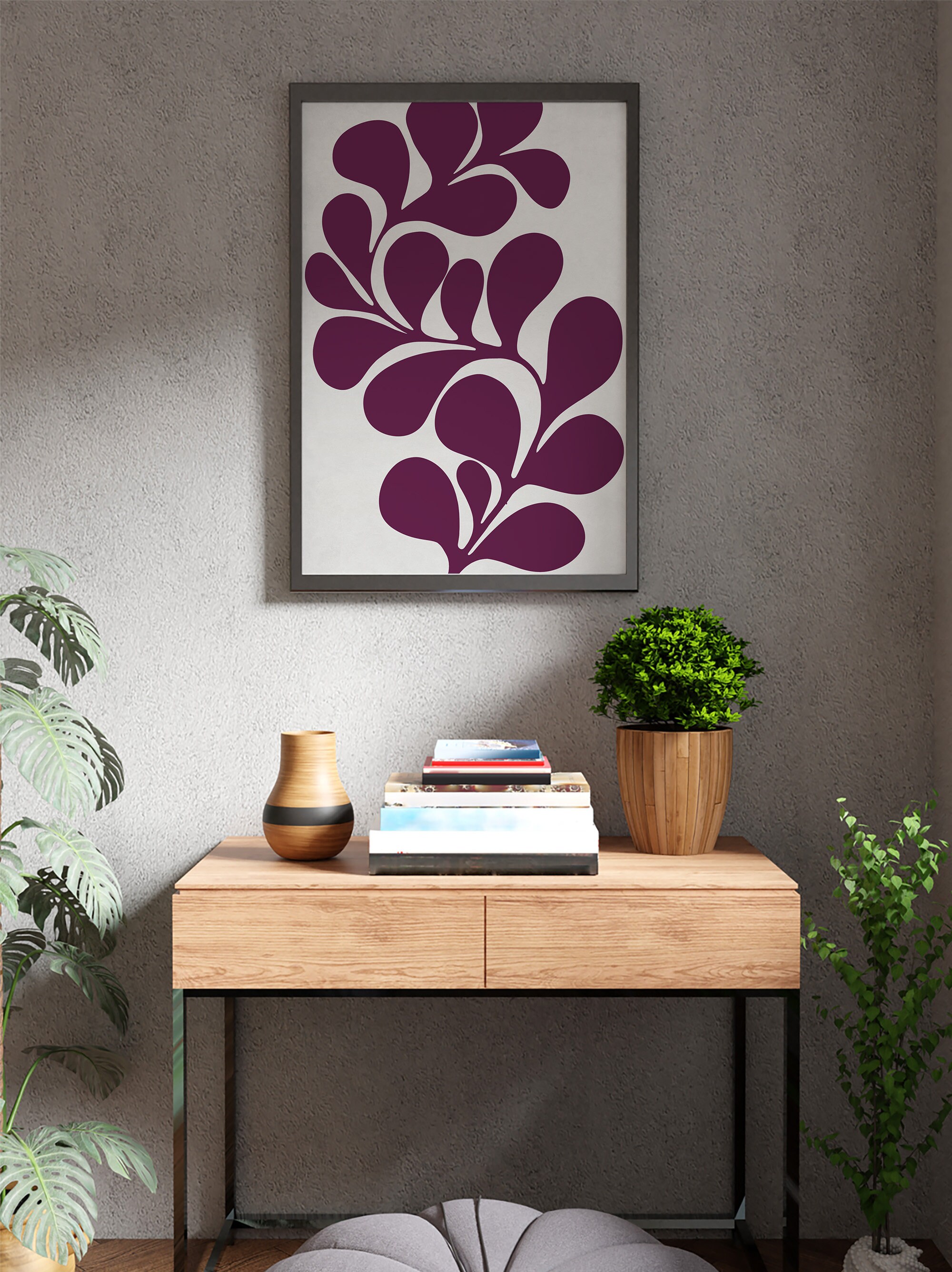 Leaf Purple Wall Art Printable Download, Nature Theme, Grape Color Wall ...