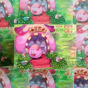 PMD Chansey - Mini Print Sticker - Holographic 3 x 2.4in Sticker - Hand cut Watercolor style sticker - Water Resistant