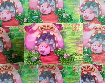 PMD Chansey - Mini Art Sticker - Holographic 3 x 2.4in Sticker - Hand cut Watercolor style sticker - Water Resistant
