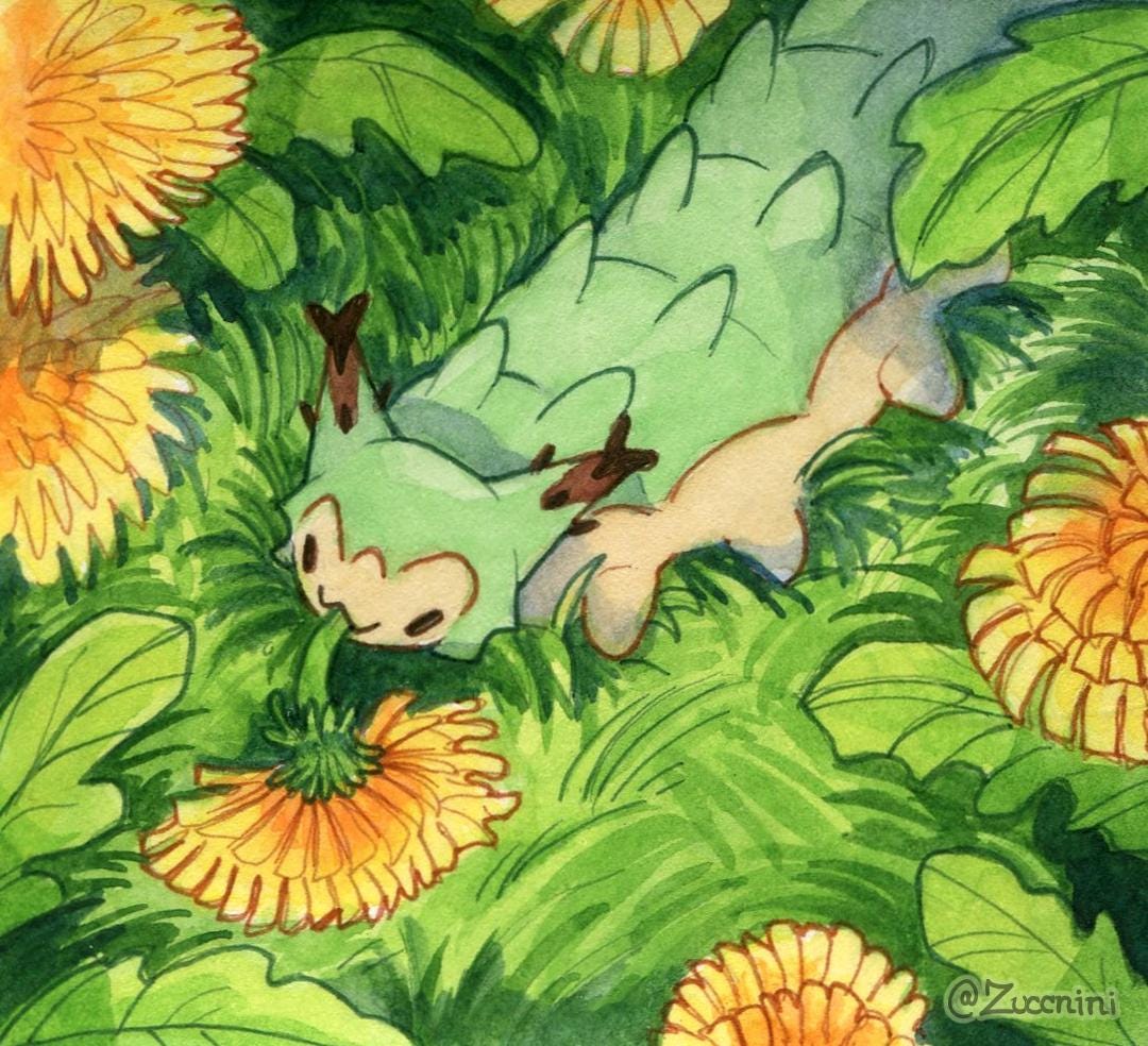 Goobi Sticker Goobi the Emperor Caterpillar Eating a Dandelion - Holographic 3.2 X 2 ...