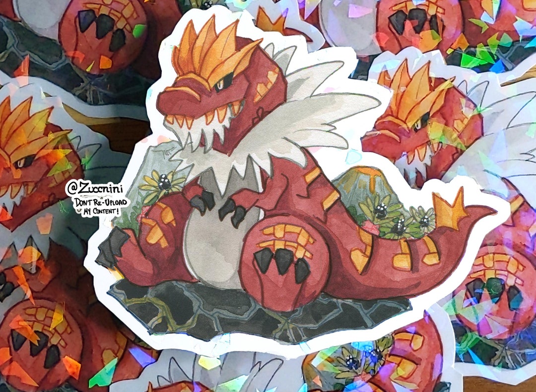 Tyrantrum - Holographic 3 X 3.5in Sticker - Hand Cut Watercolor Style Sticker - Water Resistant - Etsy