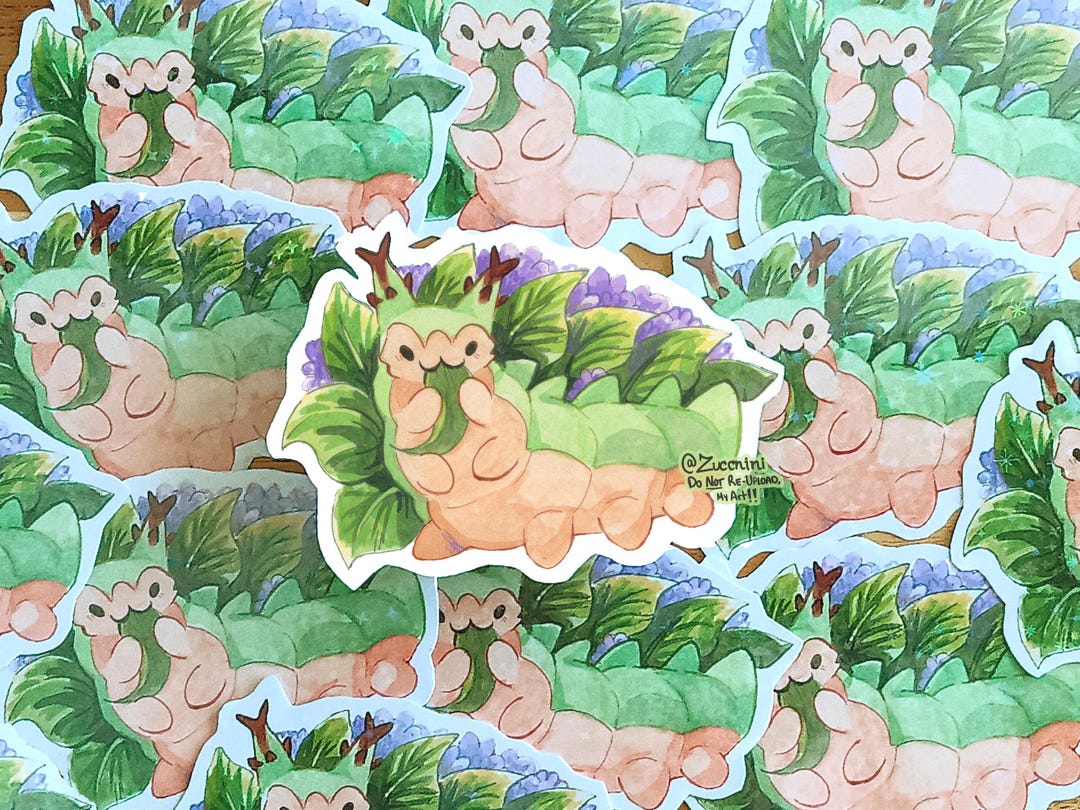 Goobi Sticker Goobi the Japanese Emperor Caterpillar - Holographic 1.9 X 2.5in ...