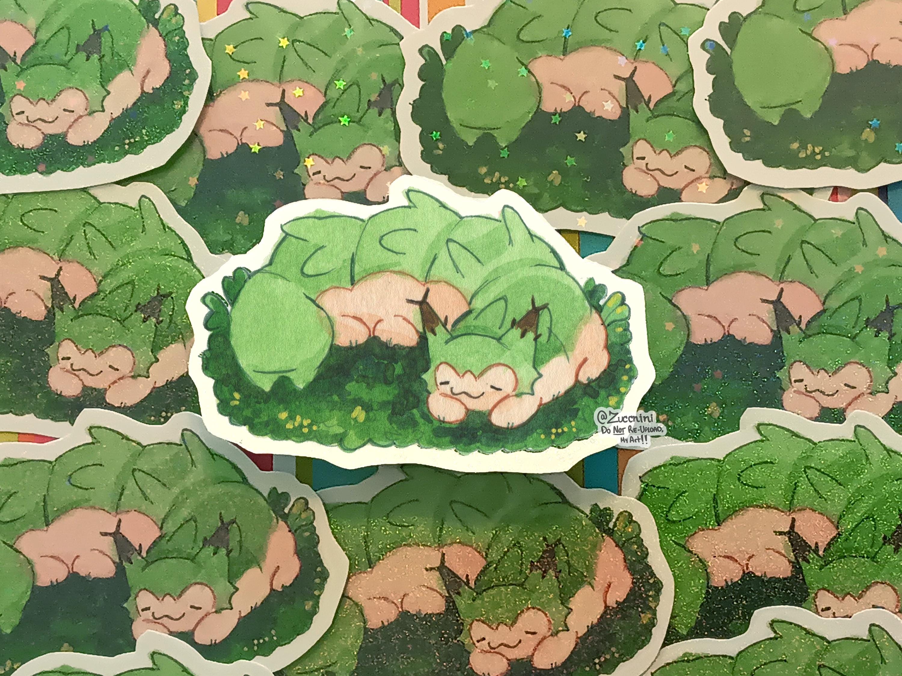 Goobi Sticker Goobi the Japanese Emperor Caterpillar Sleeping on Moss - Holographic 1 ...