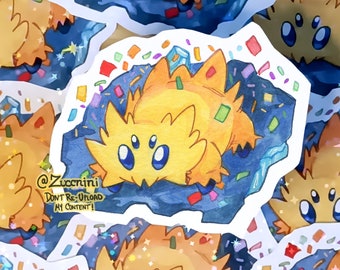 Confetti Joltik - Holographic 2.5 x 3.2in Sticker - Hand cut Watercolor style sticker - Water Resistant