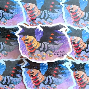 Giratina - Holographic 2 x 2.6 in Sticker - Hand cut Watercolor style sticker - Water Resistant