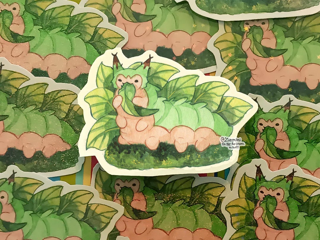Goobi Sticker Goobi the Japanese Emperor Caterpillar - Holographic 1.9 X 2.5in ...