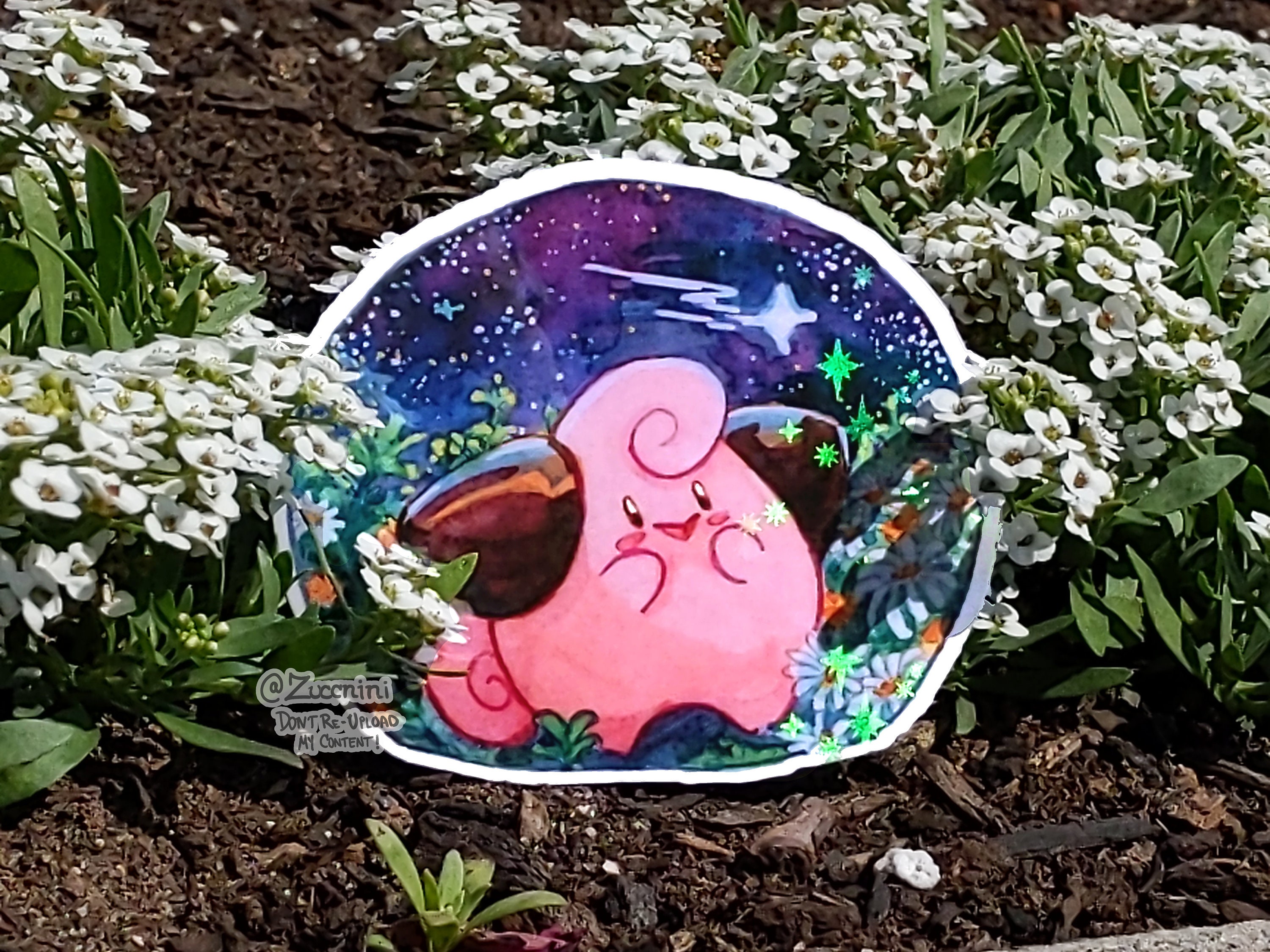 Cleffa - Holographic 2.5 X 2.7in Sticker - Hand Cut Watercolor Style ...