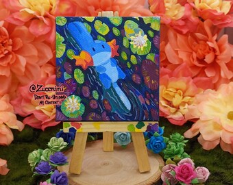 Commission 3 x 3 Mini Canvas Painting with mini easel - Handmade Original Acrylic Painting OOAK - PKMN Only! (see description)