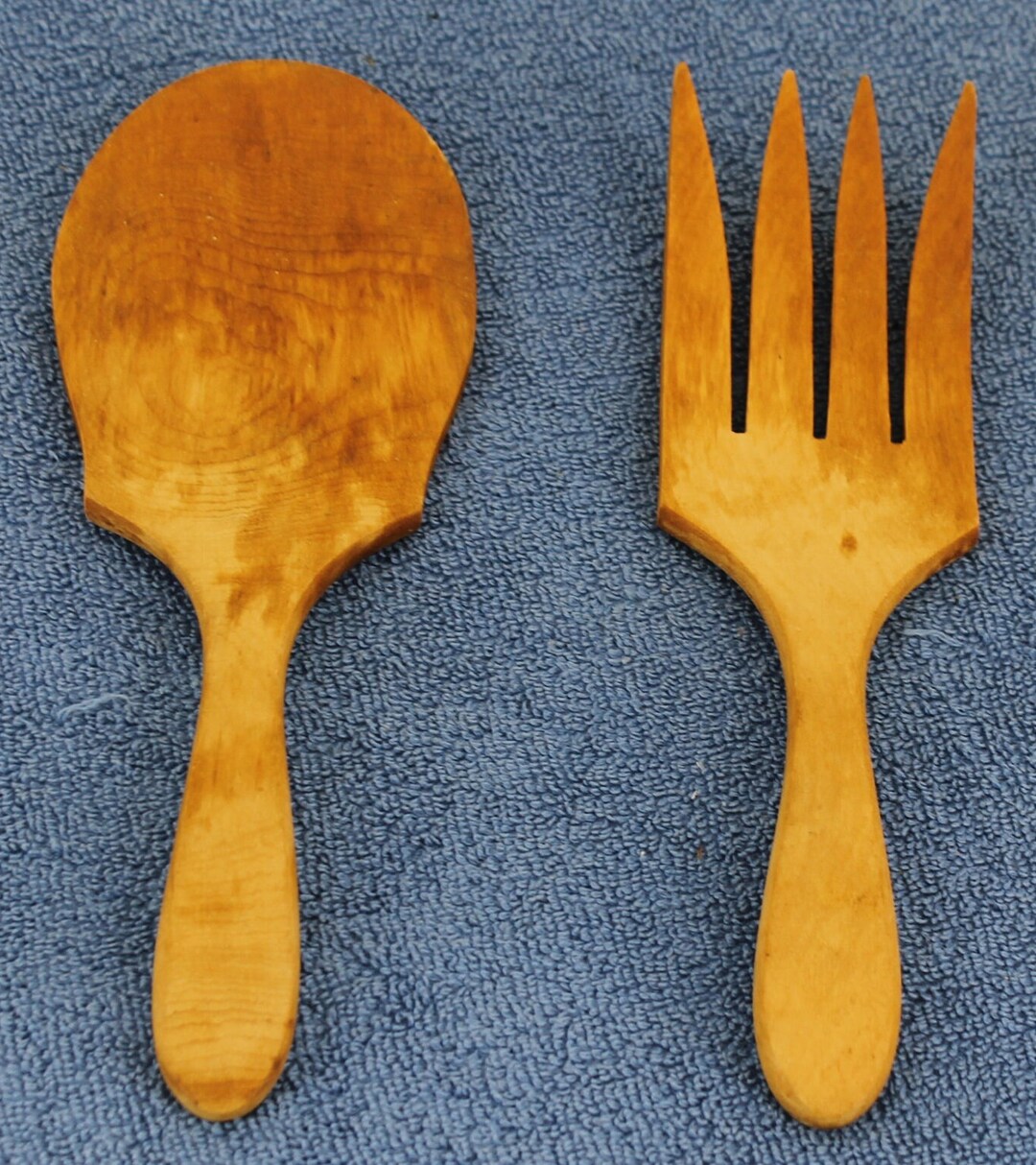 Vintage 10 Wooden Salad Fork and Spoon Very Easy to Use Etsy