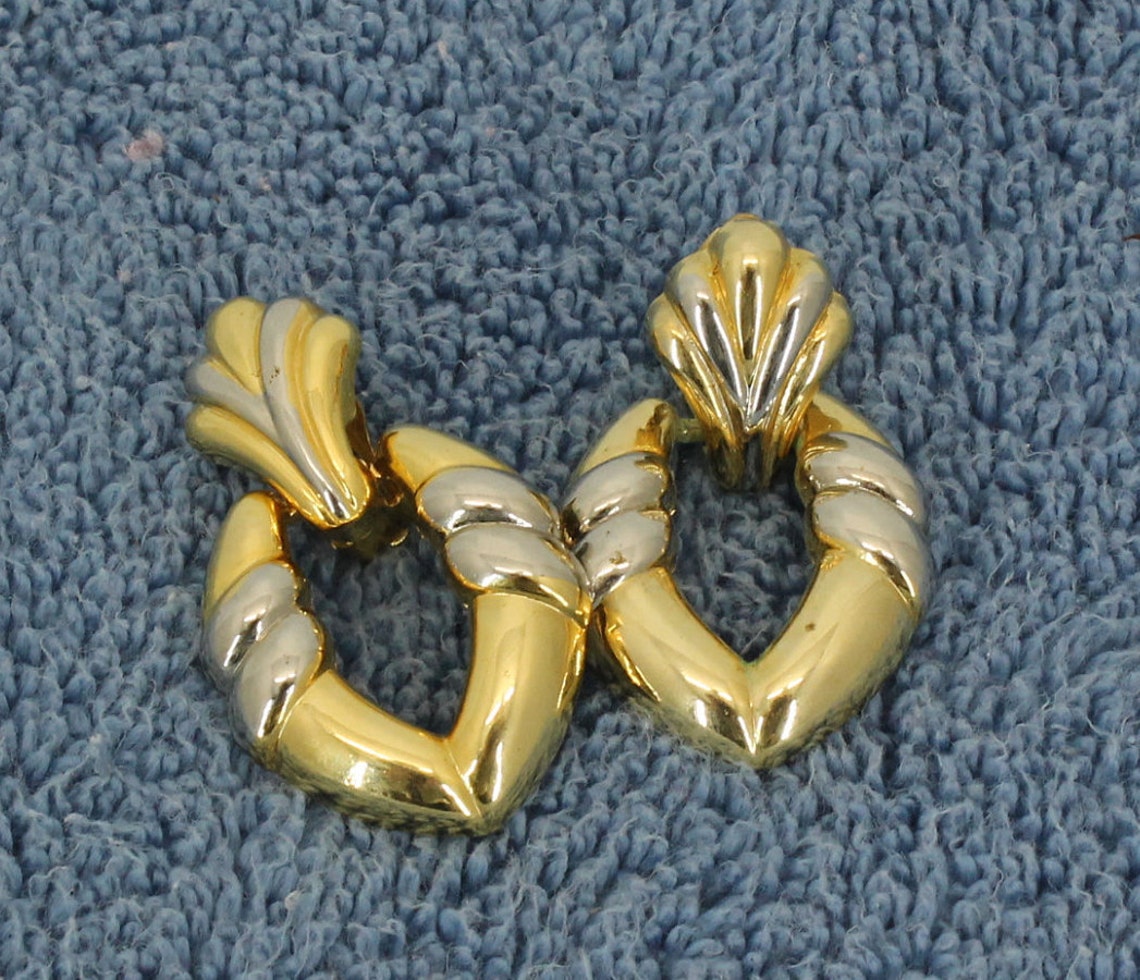 Vintage Clamp on Style Earrings. Deco Style Gold and Silver Etsy