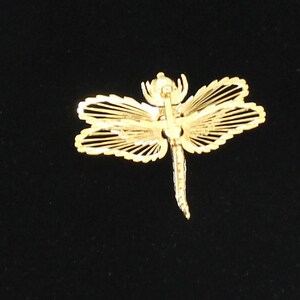 Monet Gold wire White Enamel Dragon Fly Brooch