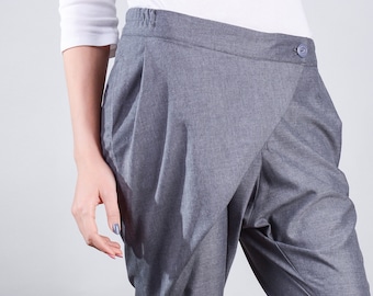 Drop Crotch Pants, Grey Pants, Pants, Boho Pants, Loose Fitting Pants, Pants Women, Women's Pants, Plus Size Clothing, Plus Size Pants