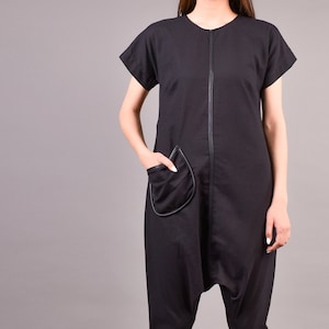 Tuta di lino, Tuta nera, Tuta, Tuta di lino nera, Tuta oversize, Tuta Plus Size, Abbigliamento Plus Size, Lino Plus Size