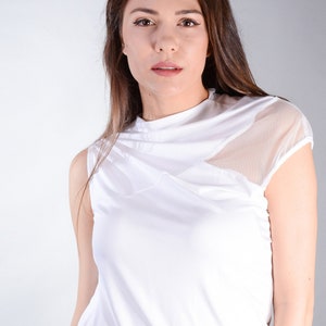 Weiße Bluse, Weißes Spitzen top, Tunika Top, asymmetrisches Top, Oversized Top, Plus Size Kleidung Bild 1