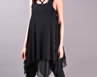 Black Top, Summer Top, Black Womens Top, Asymmetrical Top, Black Tulle Top, Sexy Top, Gothic Top, Plus Size Clothing, Plus Size Top