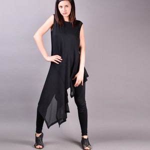 Black Tunic, Oversized Tunic, Plus Size Tunic, Woman Tunic, Asymmetrical Tunic, Tunic Tops, Extravagant Tunic, Plus Size Clothing, Plus Size image 1