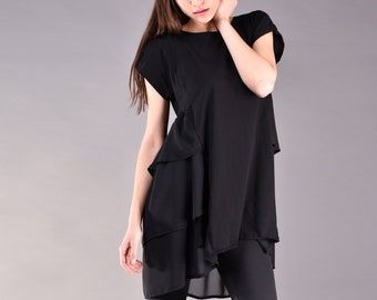 Black Tunic Top, Plus Size Tunic, Asymmetric Tunic, Women Tunic, Black Extravagant Tunic, Loose Tunic, Oversized Tunic, Maxi Tunic