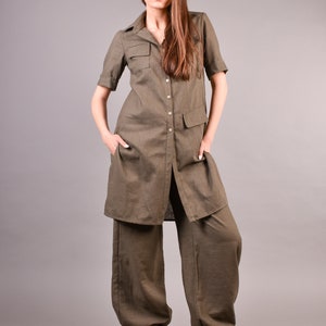 Linen Pants, Linen Tunic, Women Linen Set, Harem Pants, Drop Crotch Pants, Boho Pants, Linen Shirt, Linen Top, Plus Size Clothing image 8