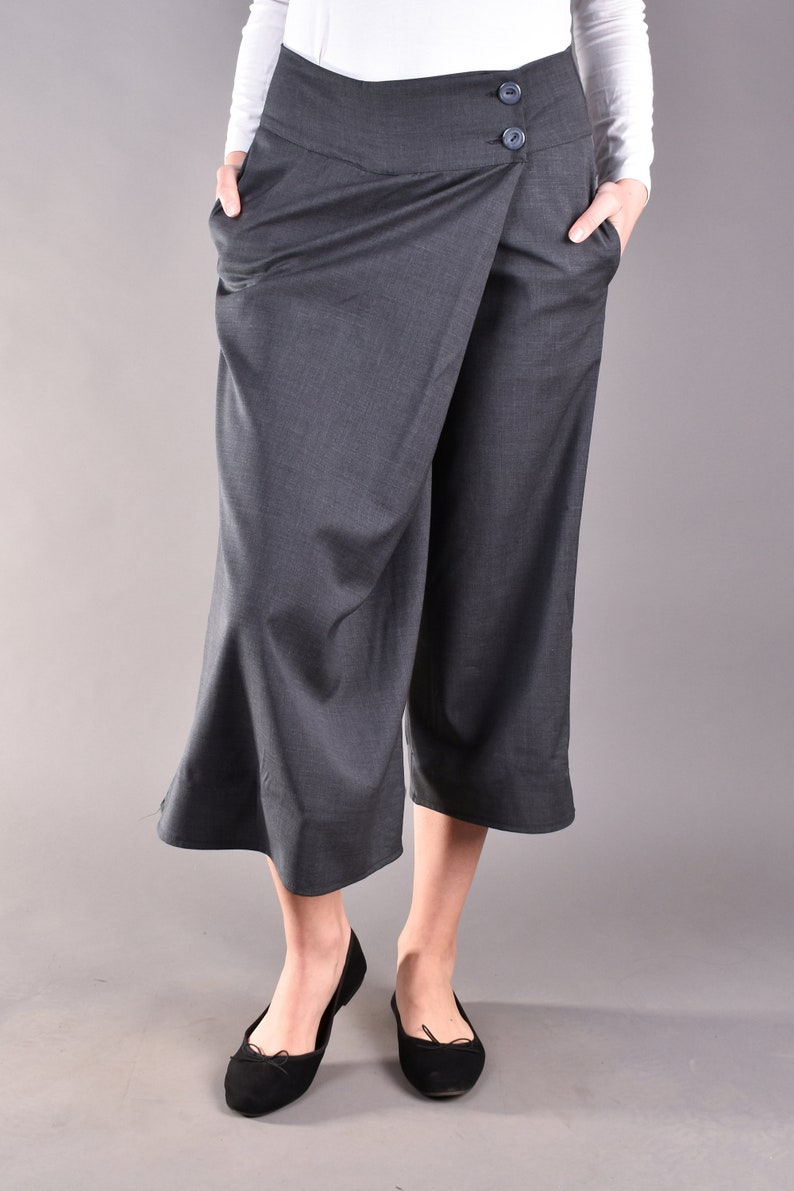 Wide Leg Trousers, Gray Trousers, Womens Trousers, Loose Trousers, Women's Pants, Loose Pants, Plus Size Pants, Maxi Pants image 5