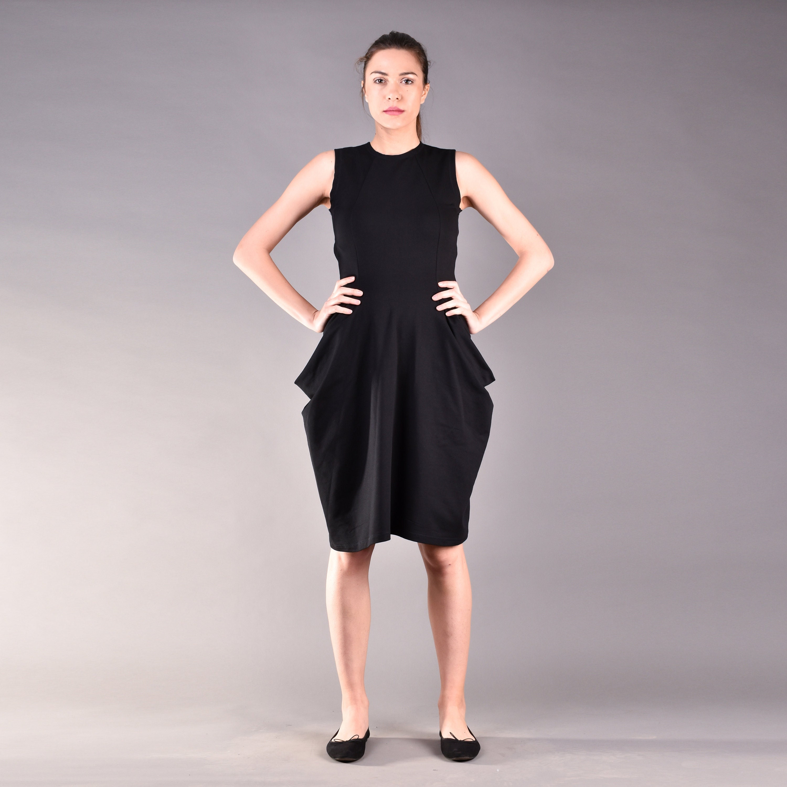 Knee Length Black Cocktail Dress - Etsy