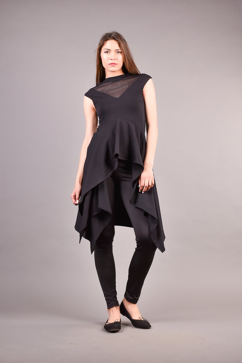 Long Black Tunic Plus Size Tunic Long Tunic Top Black Gothic Top Gothic Clothing Maxi Tunic Oversize Tunic Women Tunic