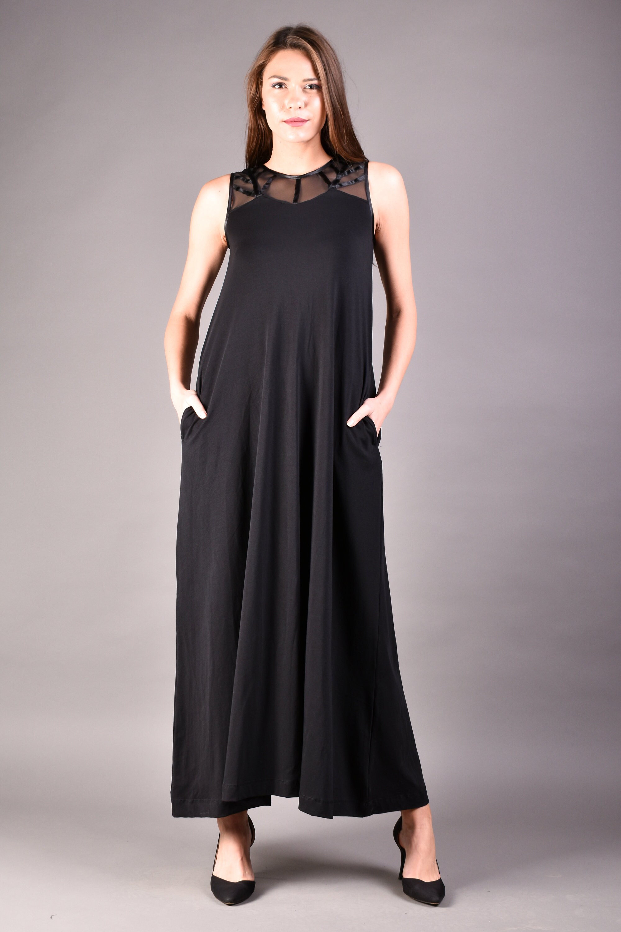 Long Black Dress Sleeveless Dress Black Dress Gothic - Etsy