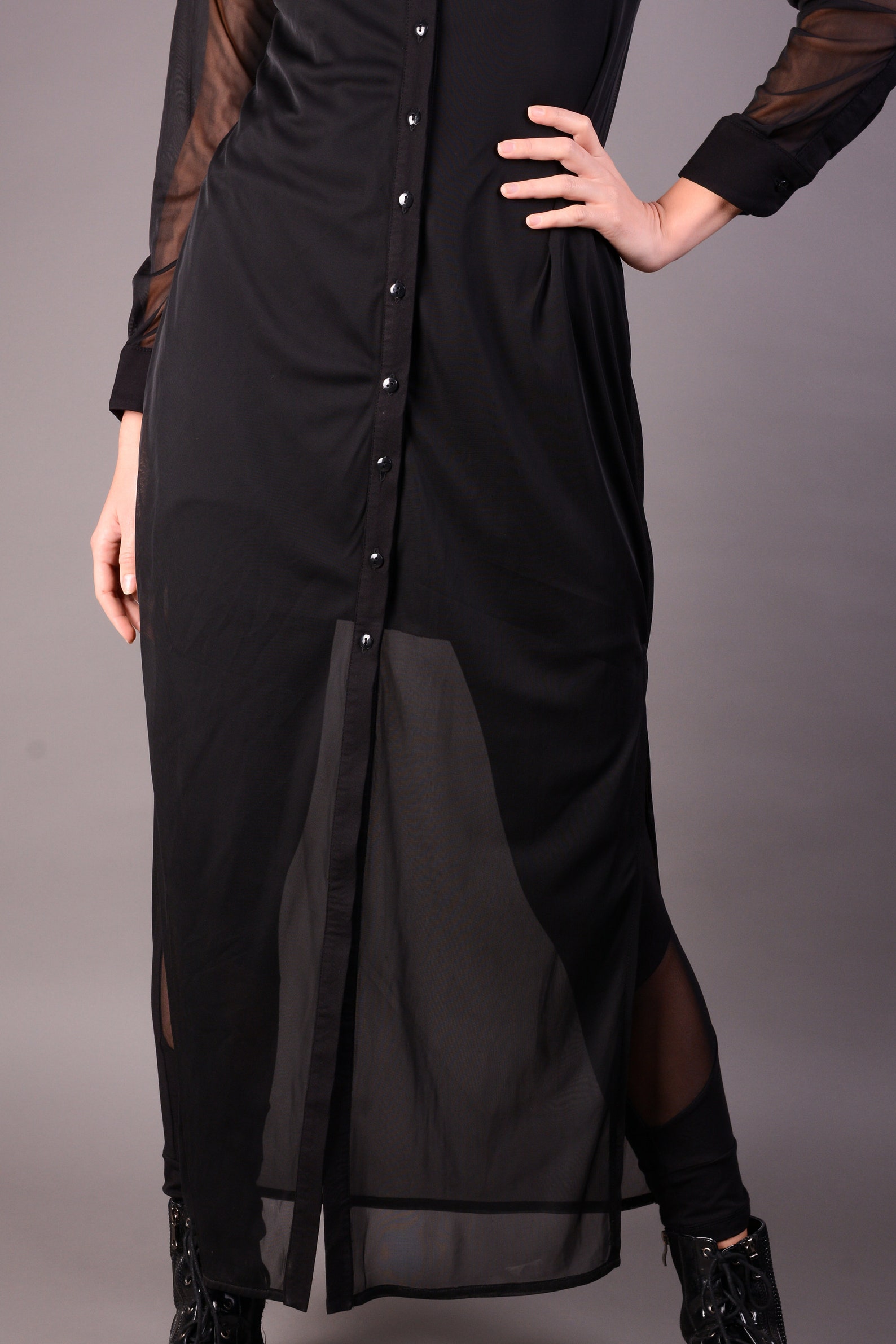 Long Shirt Dress Black Shirt Dress Chiffon Black Shirt Maxi Etsy