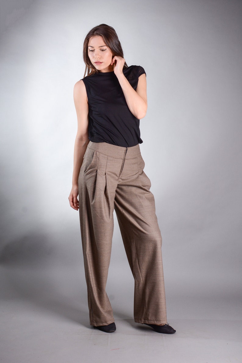 Palazzo Pants, Wide Leg Pants, Loose Pants, High Waisted Pants, Plus Size Clothing image 2