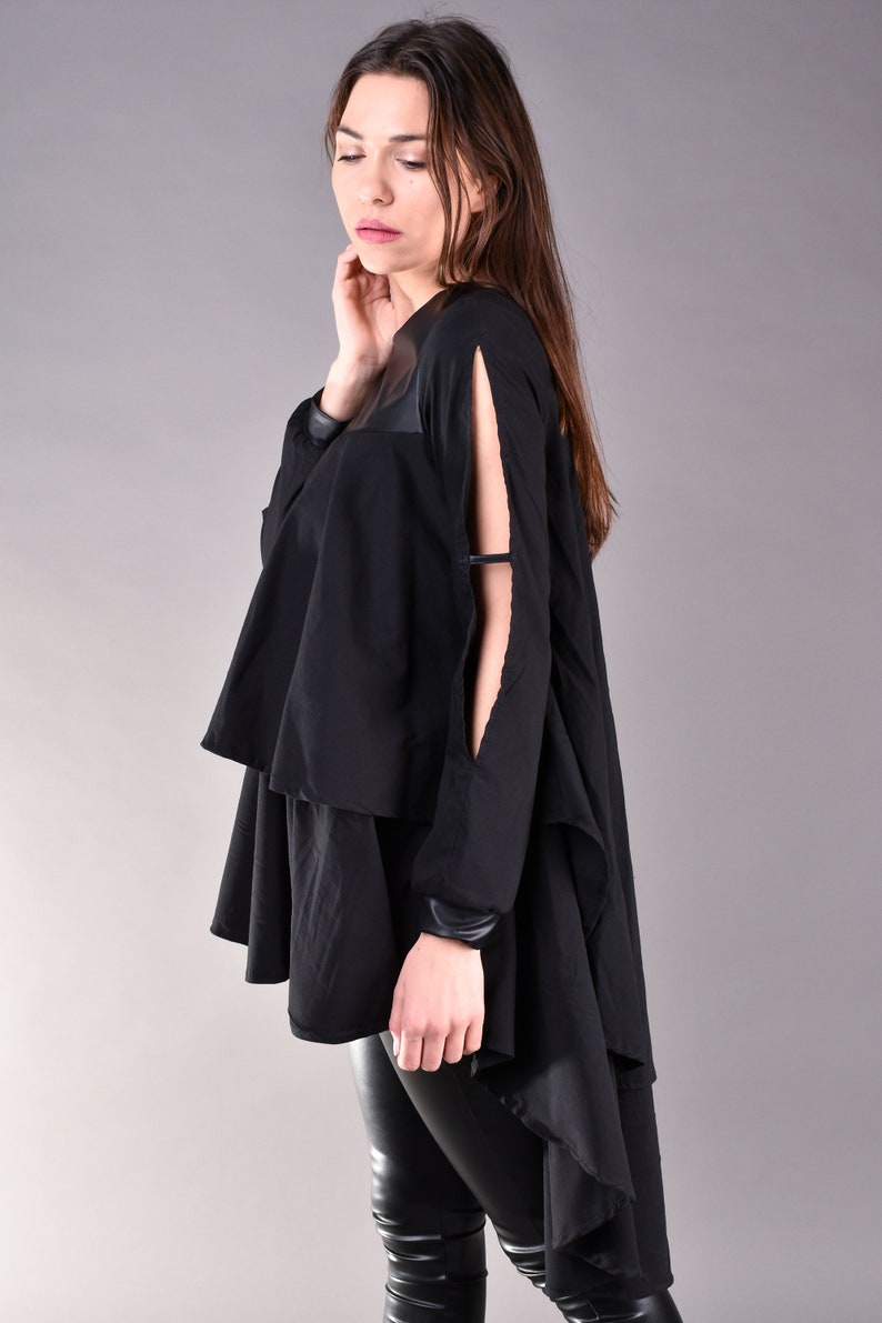 Loose Black Tunic, Oversized Tunic, Tunic, Plus Size Tunic, Black Top, Extravagant Tunic, Maxi Tunic, Tunic For Women, Long Sleeve Tunic image 4