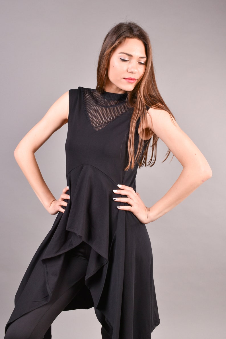 Long Black Tunic Plus Size Tunic Long Tunic Top Black Gothic Top Gothic Clothing Maxi Tunic Oversize Tunic Women Tunic